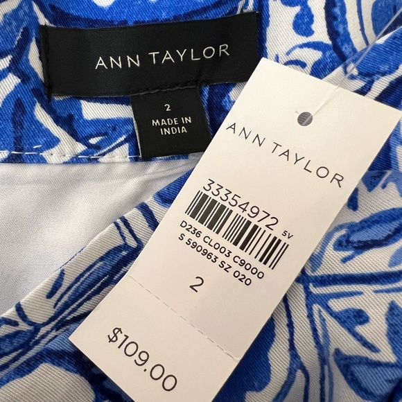 NWT Ann Taylor beautiful blue white tile print side tie sarong wrap skirt size 2 - Picture 14 of 15